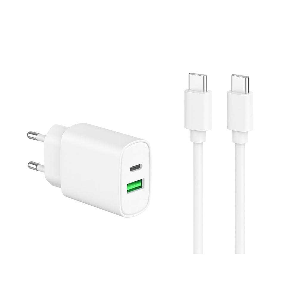 Câble et Prise Murale (USB-C + USB-C) 20W - WTK