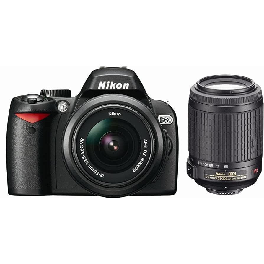 Reflex D60 - Noir + Nikon AF-S DX Nikkor 18-55mm f/3.5-5.6G VR + AF-S DX Nikkor 55-200mm f/4-5.6G VR f/3.5-5.6 + f/4-5.6