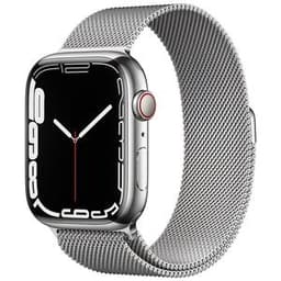 Apple Watch (Series 7) 2021 GPS 41 mm - Acier inoxydable Argent - Bracelet milanais Noir