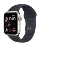Apple Watch Series SE 2 (2022) GPS 44 mm - Aluminium Lumière stellaire - Bracelet sport Noir