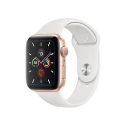 Apple Watch Series 6 (2020) GPS + Cellular 44 mm - Acier inoxydable Or - Bracelet sport Blanc