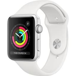 Apple Watch (Series 3) 2017 GPS 42 mm - Acier inoxydable Argent - Bracelet sport Blanc