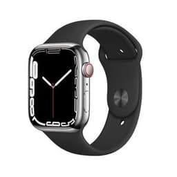 Apple Watch (Series 7) 2021 GPS + Cellular 41 mm - Titane Argent - Bracelet sport Noir