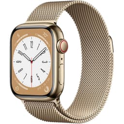 Apple Watch Series 8 (2022) GPS + Cellular 41 mm - Acier inoxydable Or - Bracelet milanais Or