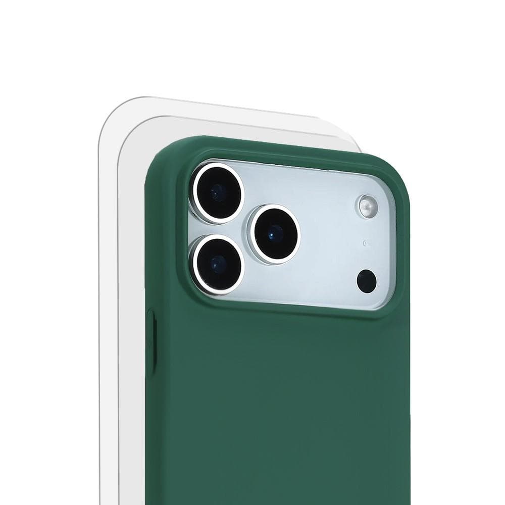 Coque iPhone 17 Pro Max et 2 écrans de protection - Silicone - Vert