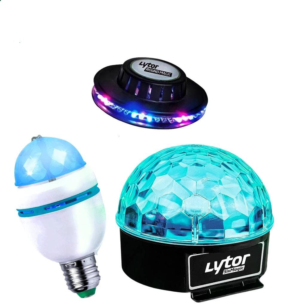 Éclairage Lytor Pack 4 EFFETS Ampoule Mini DIAMS RVBA + OVNI LED + Jeu de lumière SIXMAGIC