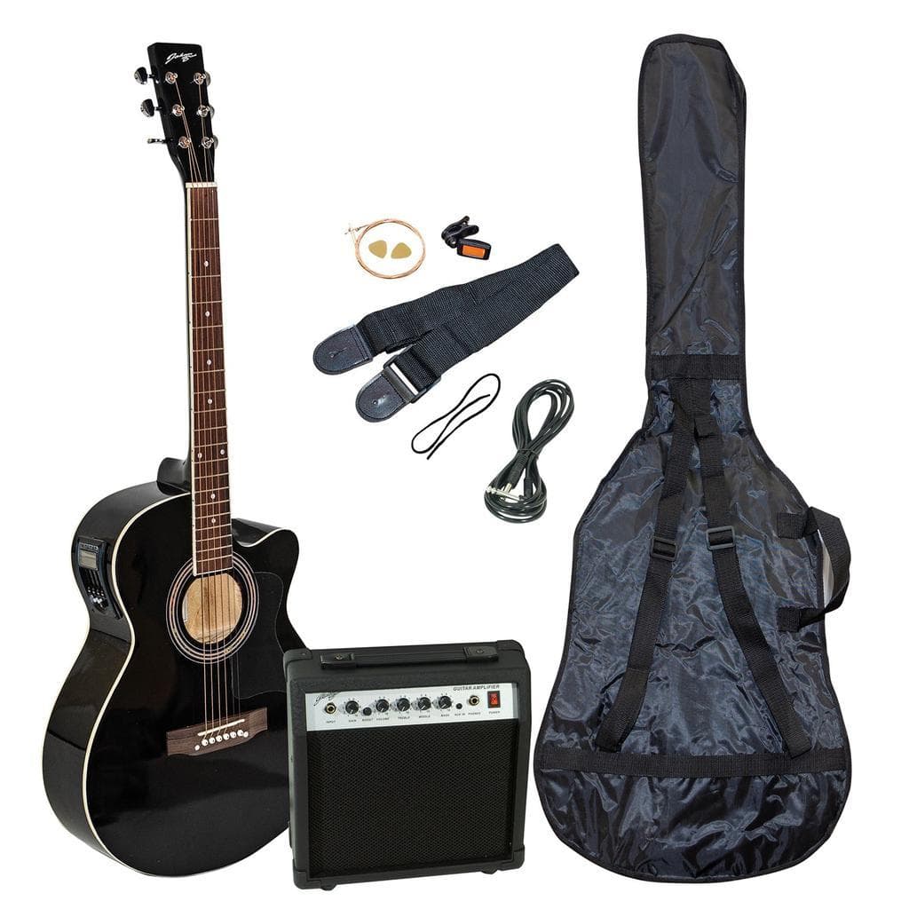 Instruments de musique Johnny Brooks Kit Guitare Semi-acoustique Avec Amplificateur