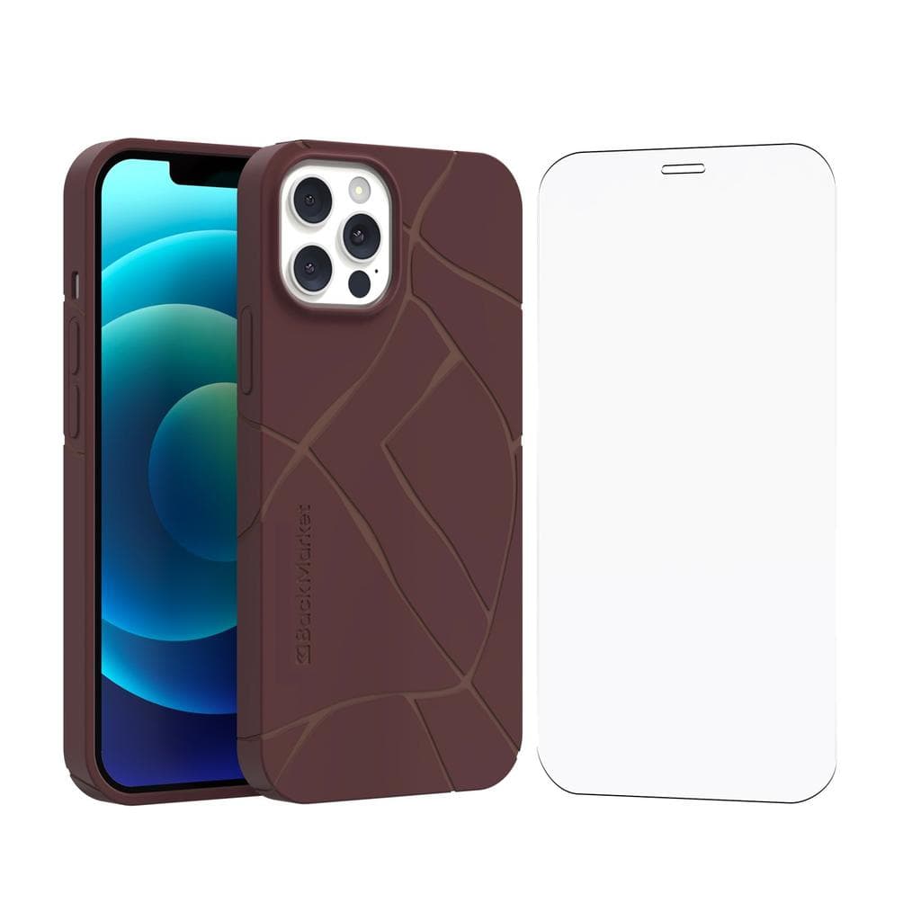 Coque Back Market iPhone 12/12 Pro et écran de protection - Plastique recyclé - Marron (Kintsugi)