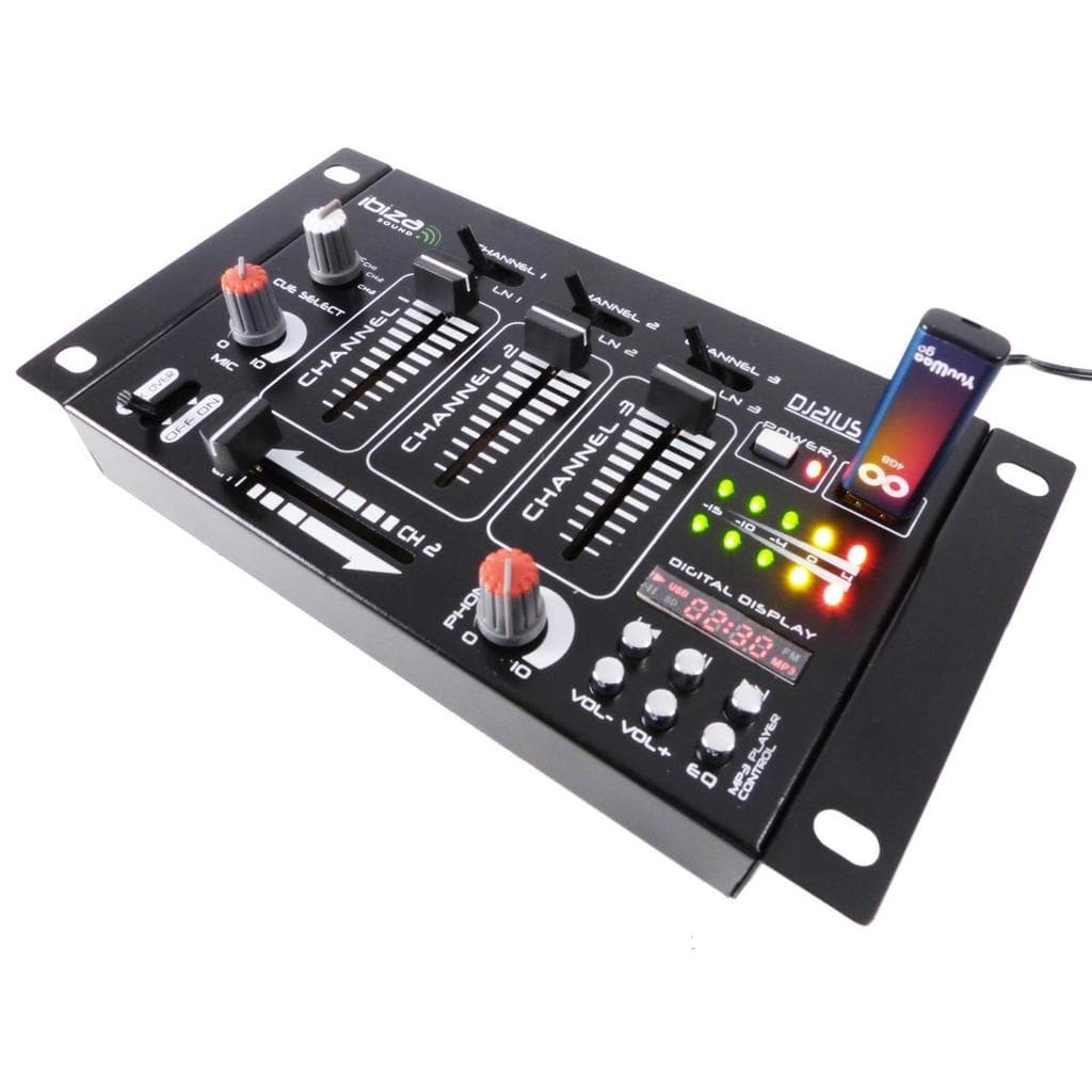 Accessoires audio Table de mixage - Ibiza sound - 4 voies 7 entrées USB - casque - micro silver