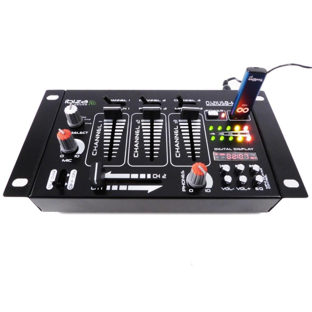 Accessoires audio Table de mixage - Ibiza sound - 4 voies 7 entrées USB - casque - micro silver