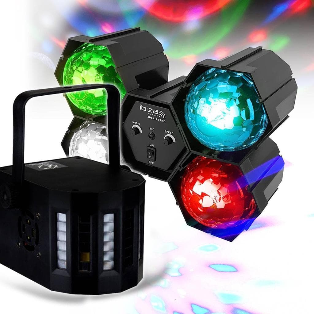 Éclairage Pack Jeux de lumières Enfants Soirée DJ animation Séquenceur à LEDs RVB effets ASTRO Ibiza Light JDL4-ASTRO + DERBY