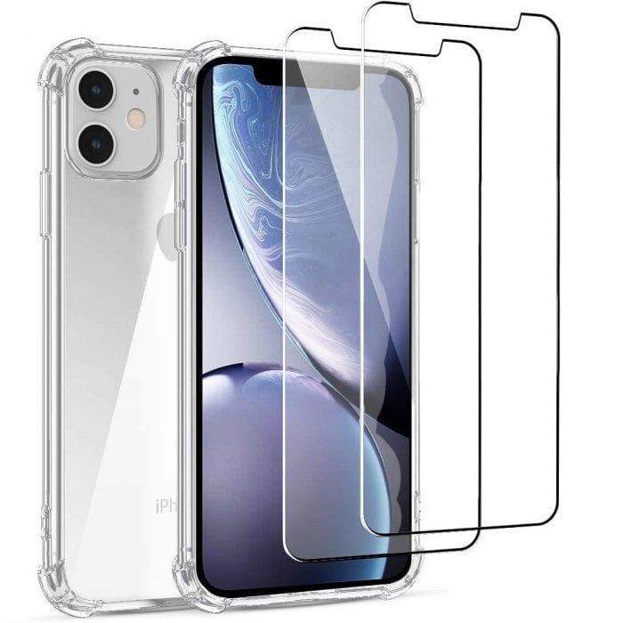 Coque iPhone 11 et 2 écrans de protection - TPU - Transparent