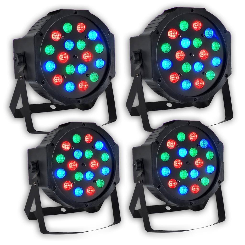 Éclairage Pack 4 Projecteurs DJ Light Animation Disco Mobile PAR à LED 18x1W RGB - Pur Light MONTANA
