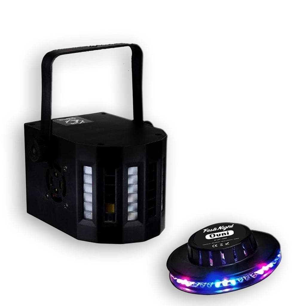 Éclairage MINI DERBY Kolor Noir Lytor EFFET LIGHT 4 LED RVBW + Roundmagic effet OVNI