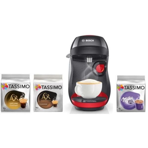 Cafetière expresso combiné Compatible Nespresso Bosch Tassimo Happy TAS1003 L - Rouge