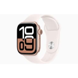 Apple Watch Series 10 (2024) GPS + Cellular 42 mm - Aluminium Or rose - Bracelet sport Blanc