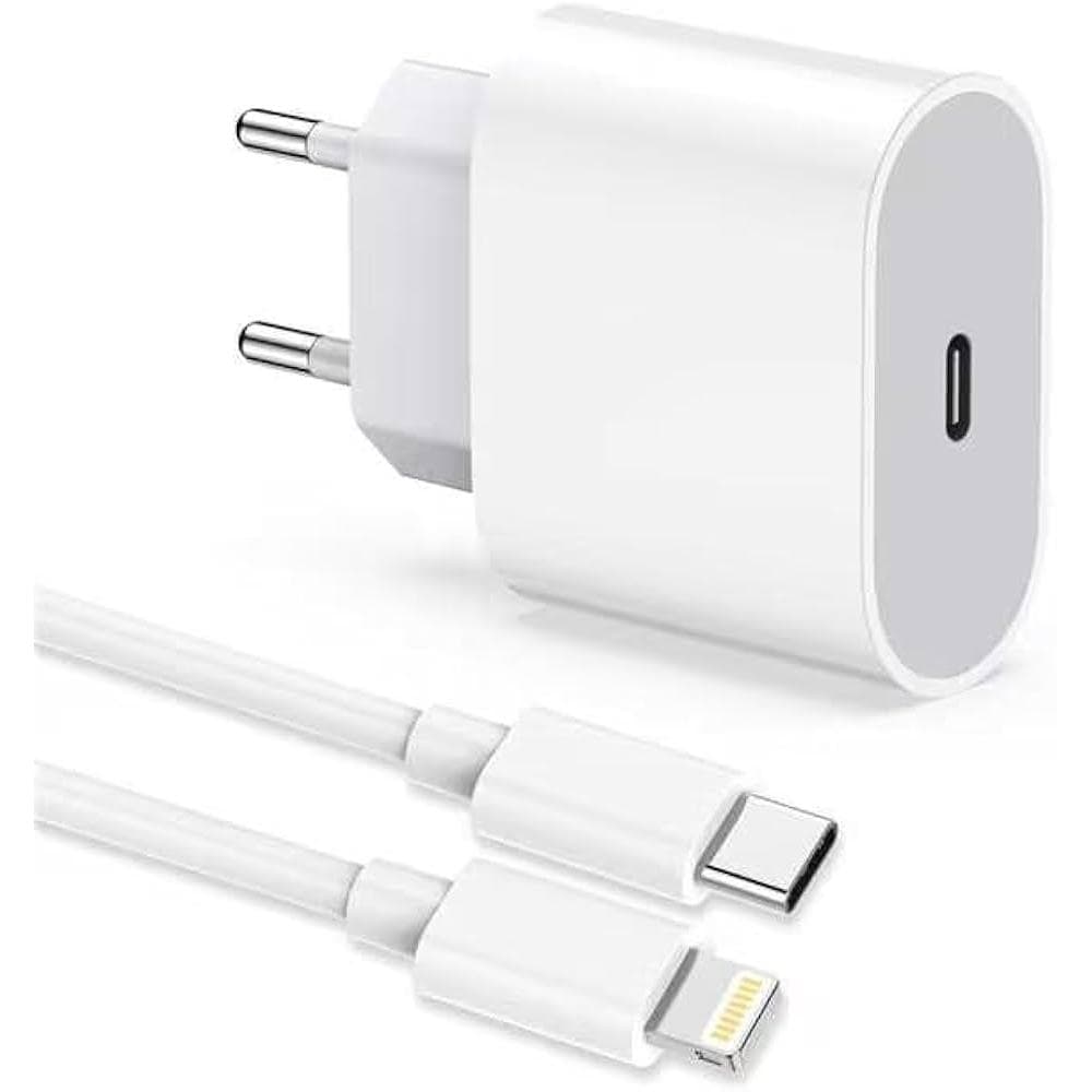 Câble et Prise Murale (USB-C + Lightning) 25W - Evetane