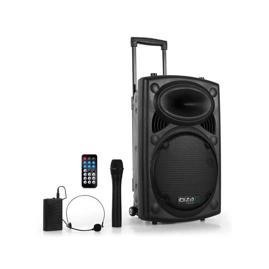 Enceintes sono Ibiza Sound Système Actif Amplifié Batterie 1400W Port12 VHF Sonorisation karaoké Musiciens DJ USB Bluetooth Mobile + Pieds