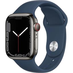 Apple Watch Series 7 (2021) GPS + Cellular 41 mm - Acier inoxydable Argent - Bracelet sport Bleu