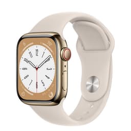 Apple Watch Series 7 (2021) GPS + Cellular 45 mm - Acier inoxydable Or - Bracelet sport Lumière stellaire