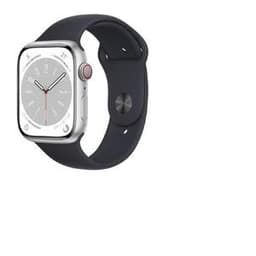 Apple Watch (Series 8) 2022 GPS + Cellular 41 mm - Acier inoxydable Argent - Bracelet sport Noir