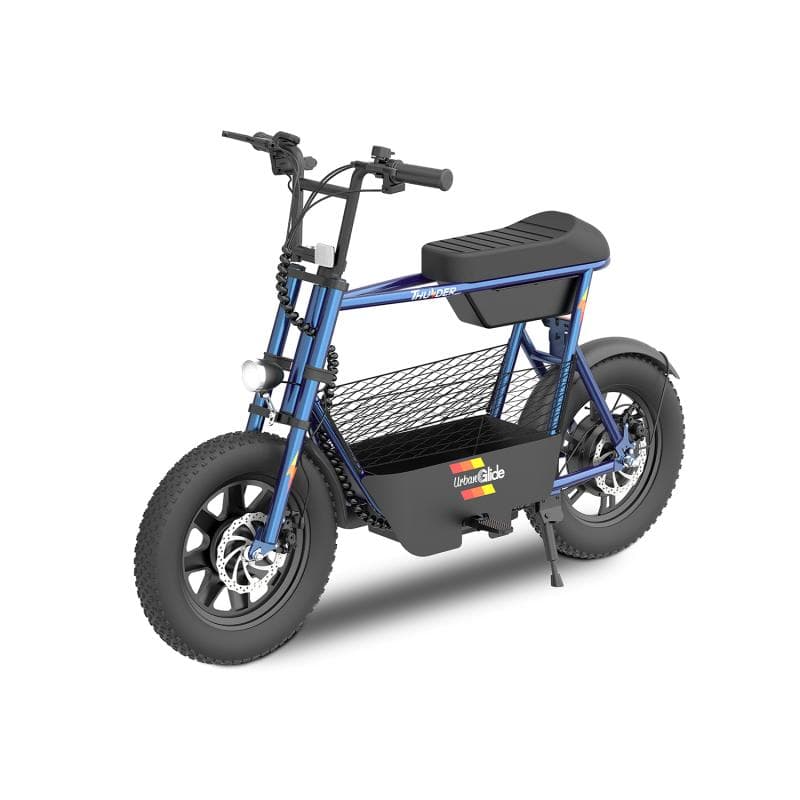 Draisienne électrique URBANGLIDE THUNDER 160 GREY – 25 km/h, 30 km d'autonomie, Freins à disque, 16'', Bleu Électrique 350W Moteur électrique roue arr