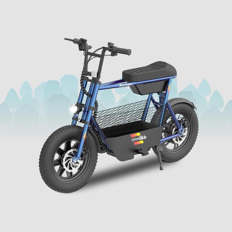 Draisienne électrique URBANGLIDE THUNDER 160 GREY – 25 km/h, 30 km d'autonomie, Freins à disque, 16'', Bleu Électrique 350W Moteur électrique roue arr