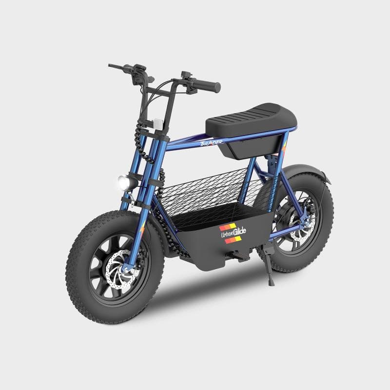Draisienne électrique URBANGLIDE THUNDER 160 GREY – 25 km/h, 30 km d'autonomie, Freins à disque, 16'', Bleu Électrique 350W Moteur électrique roue arr