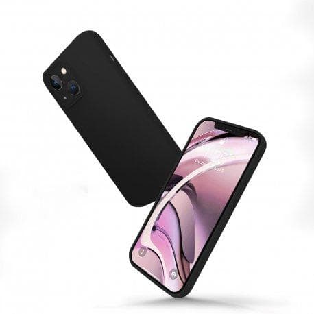 Coque iPhone 13 mini et 2 écrans de protection - Silicone - Noir