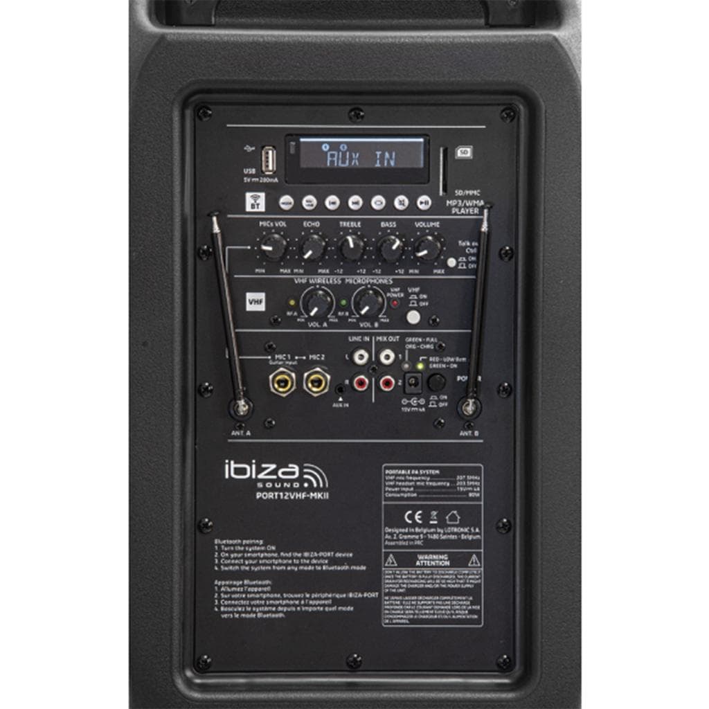 Enceintes sono Ibiza Sound Système de so6norisation Portable Autonome 12"