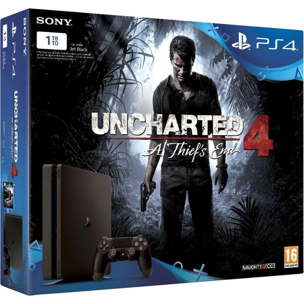 PlayStation 4 Slim 1000GB - Noir + Uncharted 4