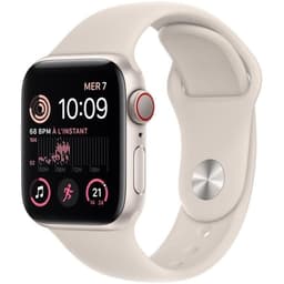 Apple Watch Series SE 2 (2022) GPS 44 mm - Aluminium Argent - Bracelet sport Lumière stellaire