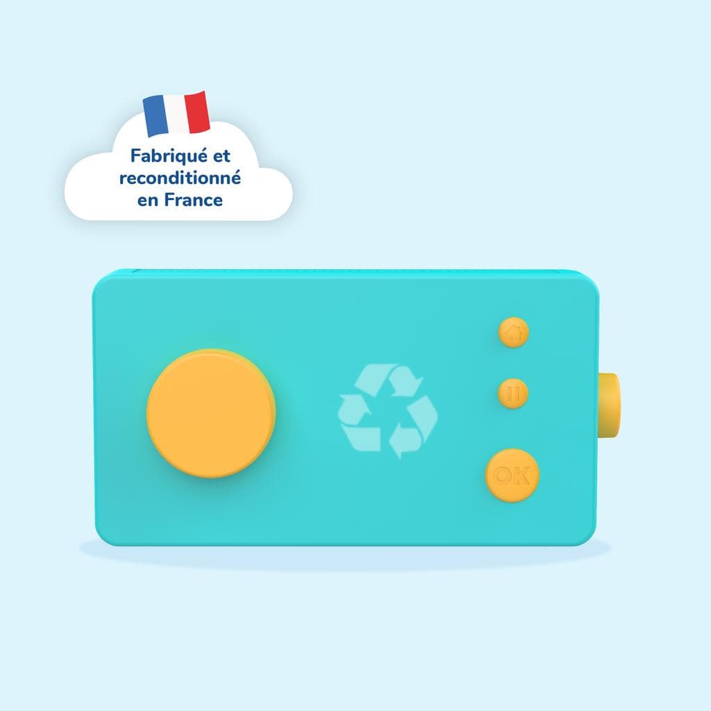 Lunii Ma Fabrique à Histoires Reconditionnée + Casque Audio - Français Vert et Jaune