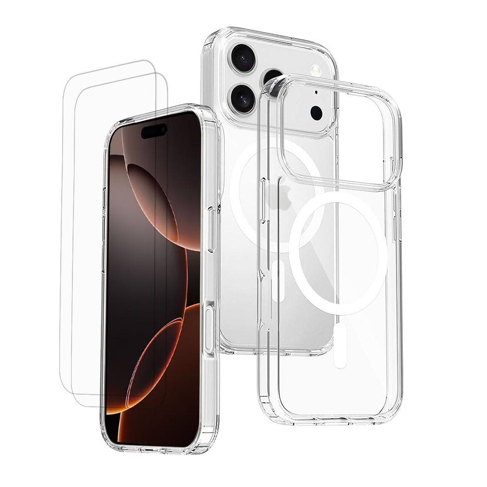 Coque iPhone 17 Pro Max et 2 écrans de protection - TPU - Transparent