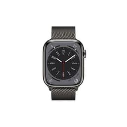 Apple Watch Series 9 (2023) GPS + Cellular 45 mm - Acier inoxydable Argent - Bracelet milanais Noir
