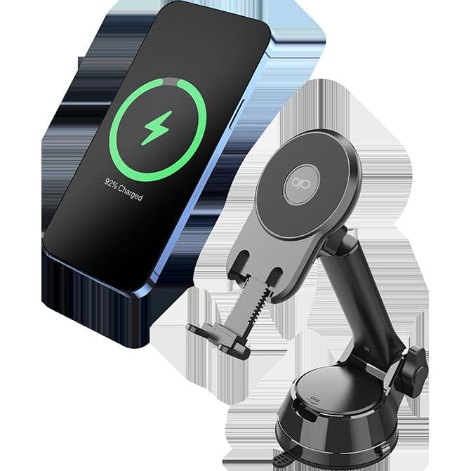 Stabilisateur Support Voiture Pare-brise + Tableau de bord Bras rotatif MagSafe Maintien magnétique Noir + Garantie à vie Force Power Lite