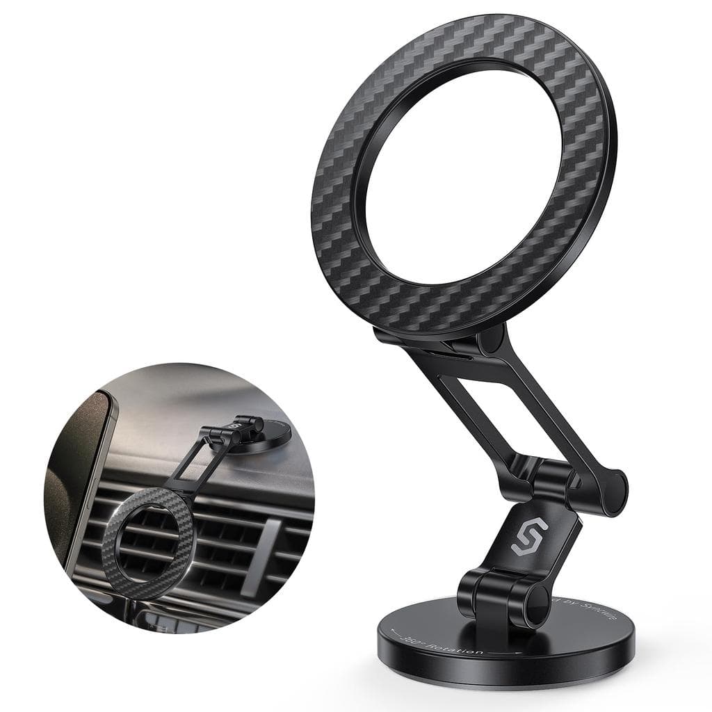 Stabilisateur Support Voiture Pare-brise + Tableau de bord Bras rotatif MagSafe Maintien magnétique Noir + Garantie à vie Force Power Lite