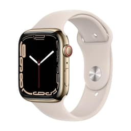 Apple Watch Series 7 (2021) GPS + Cellular 41 mm - Acier inoxydable Or - Bracelet sport Lumière stellaire