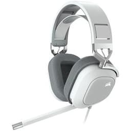 Casque réducteur de bruit gaming filaire + sans fil avec micro Corsair HS80 - Blanc