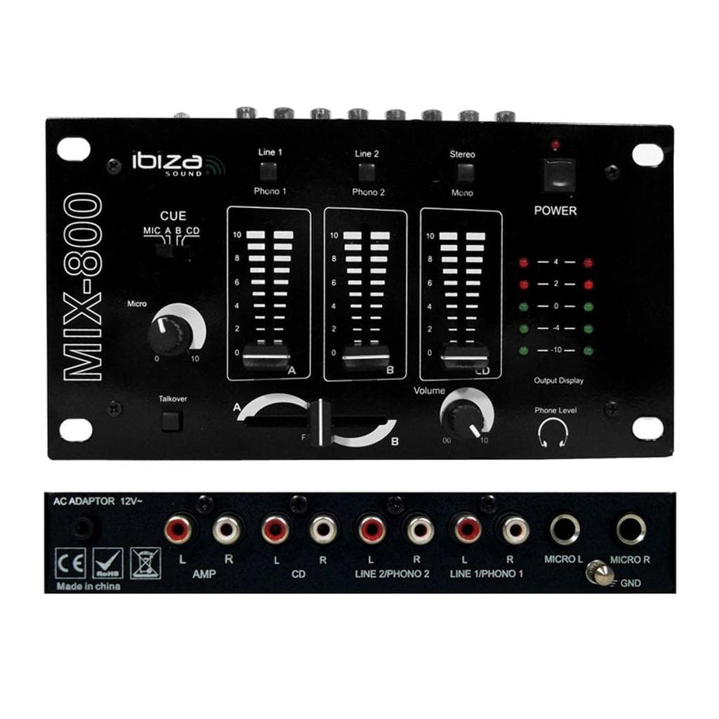 Amplificateur Ibiza Sound Amplificateur sono 2 x 500W MY DEEJAY AX-1000 MyDj + table de mixage DJ sono MIX800 Ibiza