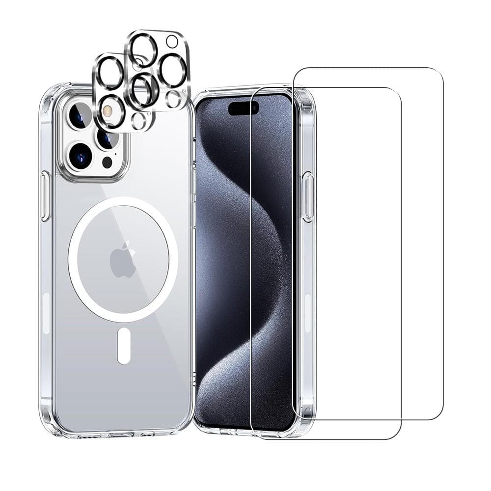 Coque iPhone 15 Pro Max et 2 écrans de protection - TPU - Transparent