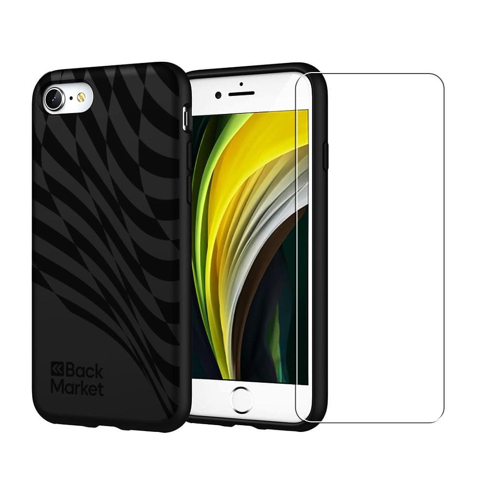 Coque Back Market iPhone 7/8/SE 2020/2022 et écran de protection - Plastique recyclé - Noir