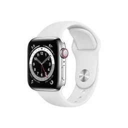 Apple Watch (Series 6) 2020 GPS 40 mm - Acier inoxydable Argent - Bracelet sport Blanc