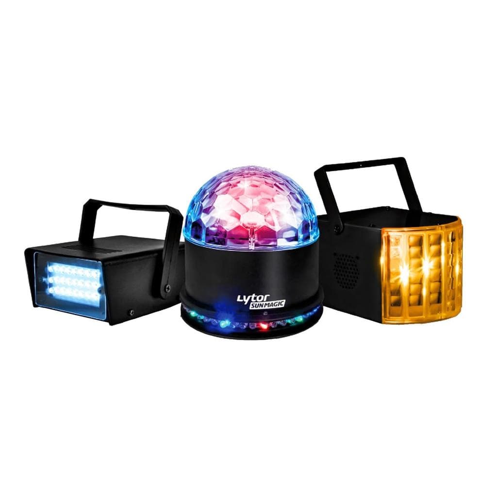 Éclairage PACK ZIRKUS LytOr 5 Jeux de lumière stroboscope + dôme ASTRO 6 LEDs + Derby 4 LEDs RGBW + 2 effets OVNI