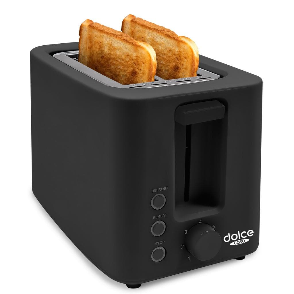 Grille pain Grille-pain Toaster Dolce Casa DC-GP-2 T-DGL-N - 700W, 2 tranches, Décongélation,Thermostat, tiroir à miettes, Noir Mat fentes - Noir
