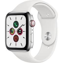 Apple Watch Series 5 (2019) GPS + Cellular 44 mm - Aluminium Argent - Bracelet sport Blanc