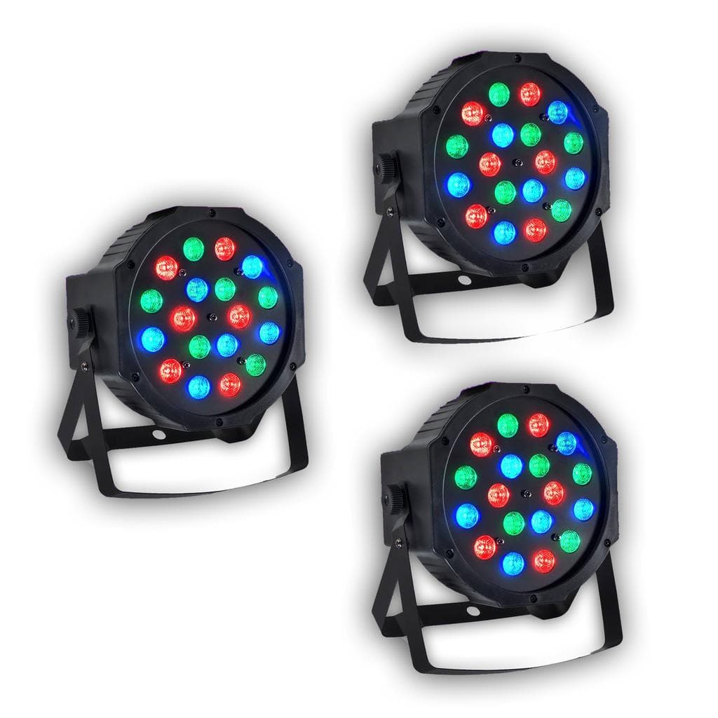Éclairage Jeux de lumière 3 Projecteurs DJ Light PAR à LED 18x1W RGB - Pur Light MONTANA