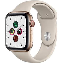 Apple Watch Series 4 (2018) GPS + Cellular 44 mm - Acier inoxydable Or - Bracelet sport Lumière stellaire