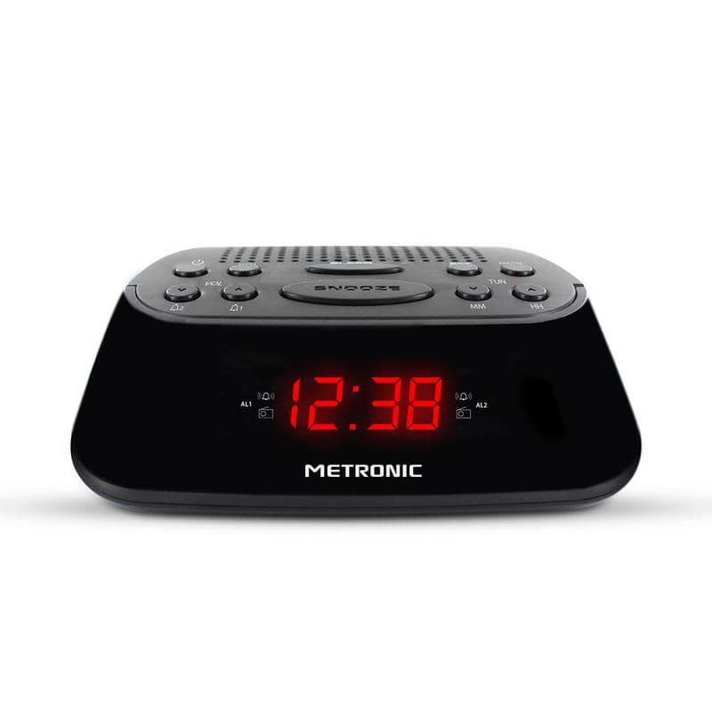 Radio Metronic Radio-réveil FM double alarme - noir alarm