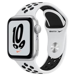 Apple Watch Series SE 1 (2020) GPS 44 mm - Aluminium Argent - Bracelet sport Nike Blanc/Noir